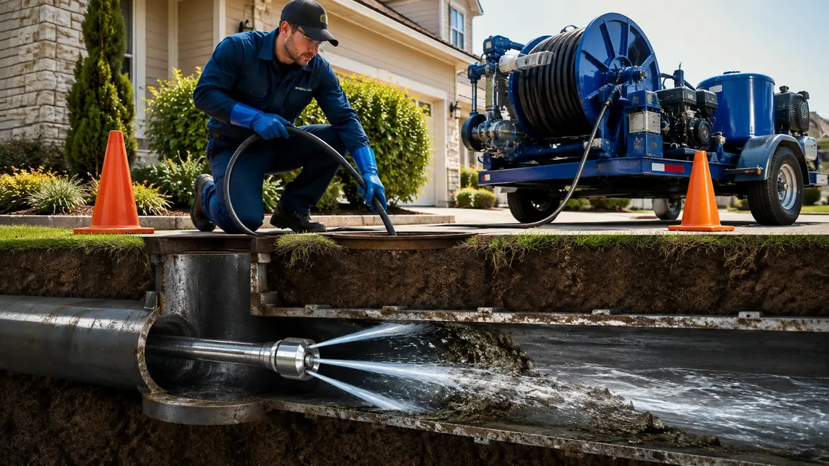 Main Sewer Line Hydro Jet Cleaning in Thermal